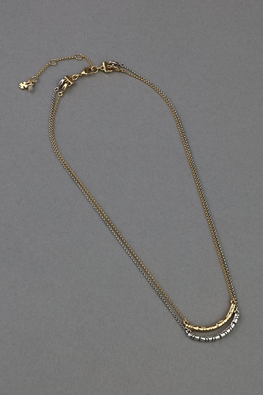 two tone bar layer necklace